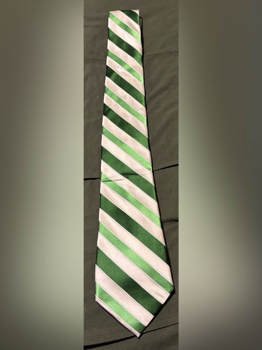 Express Green and White Diagonal Stripe Men's Tie